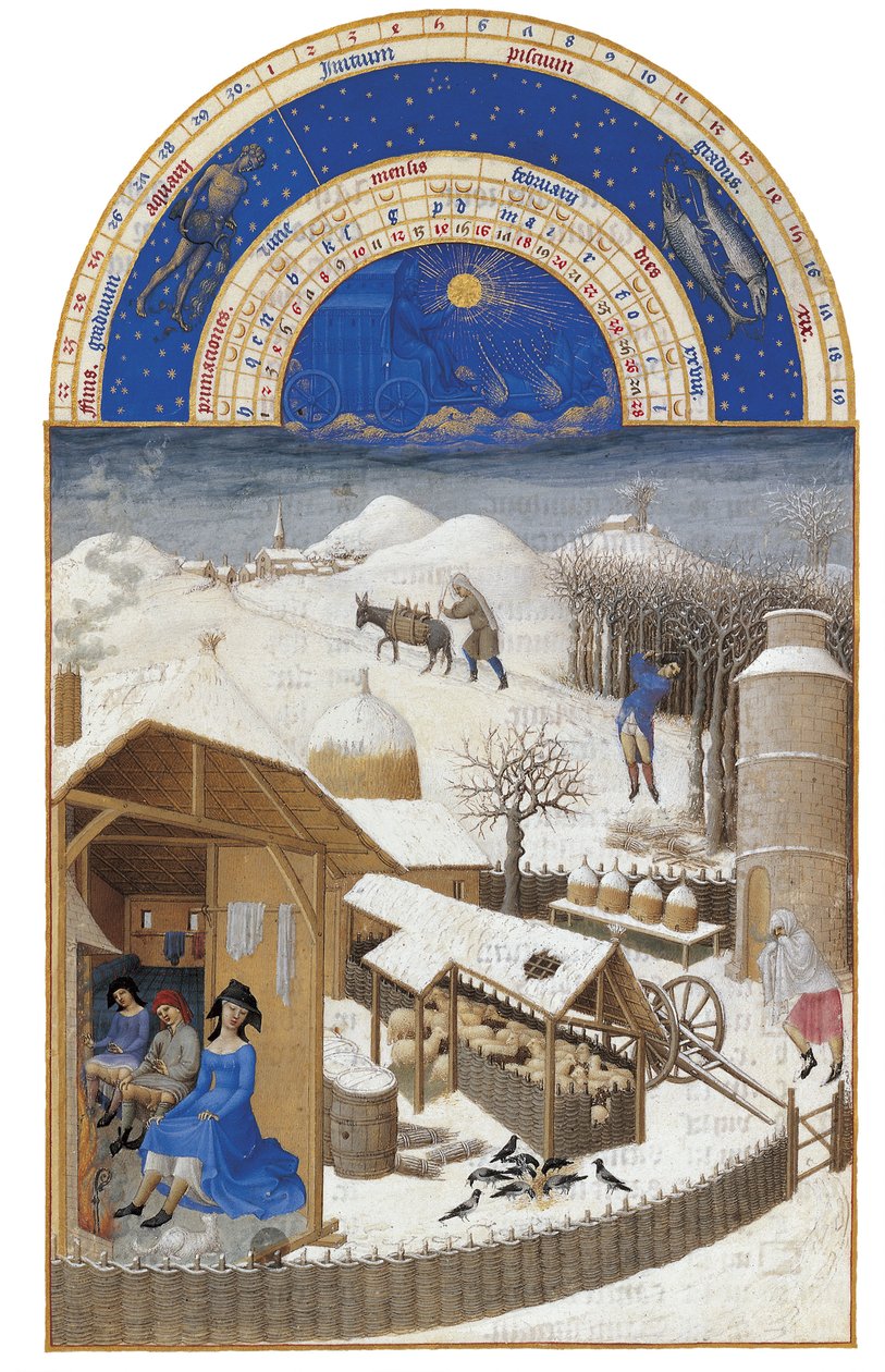 Luty Bardzo bogate godziny księcia Berry, 1412-1416. autorstwa Limbourg Brothers