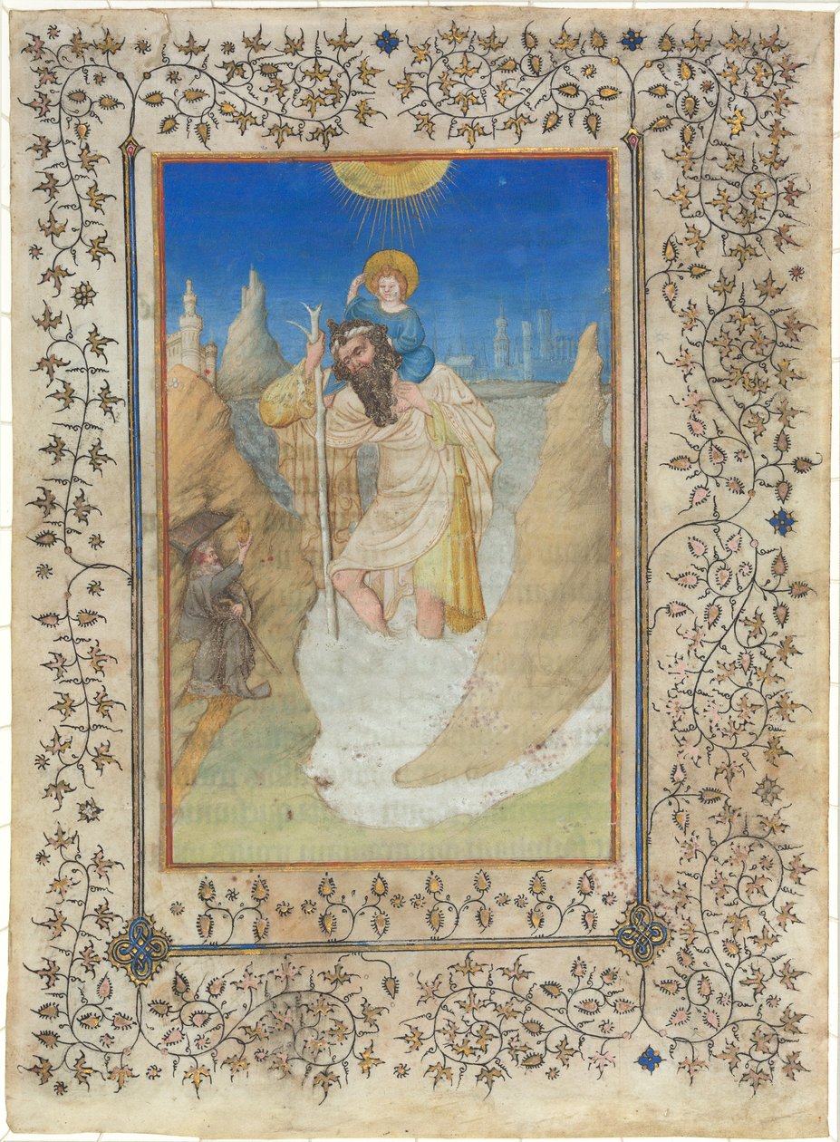 Święty Krzysztof niosący Dzieciątko Jezus autorstwa Limbourg Brothers