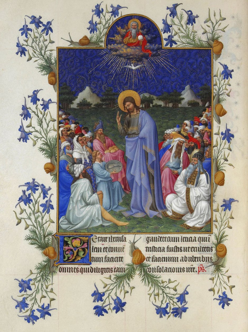 Très Riches Heures du Duc de Berry - Nakarmienie mnóstwa autorstwa Limbourg Brothers