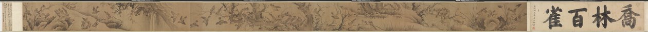 Sto wróbli w Lofty Grove Qiaolin baique tu, 1368-1644. autorstwa Lin Liang