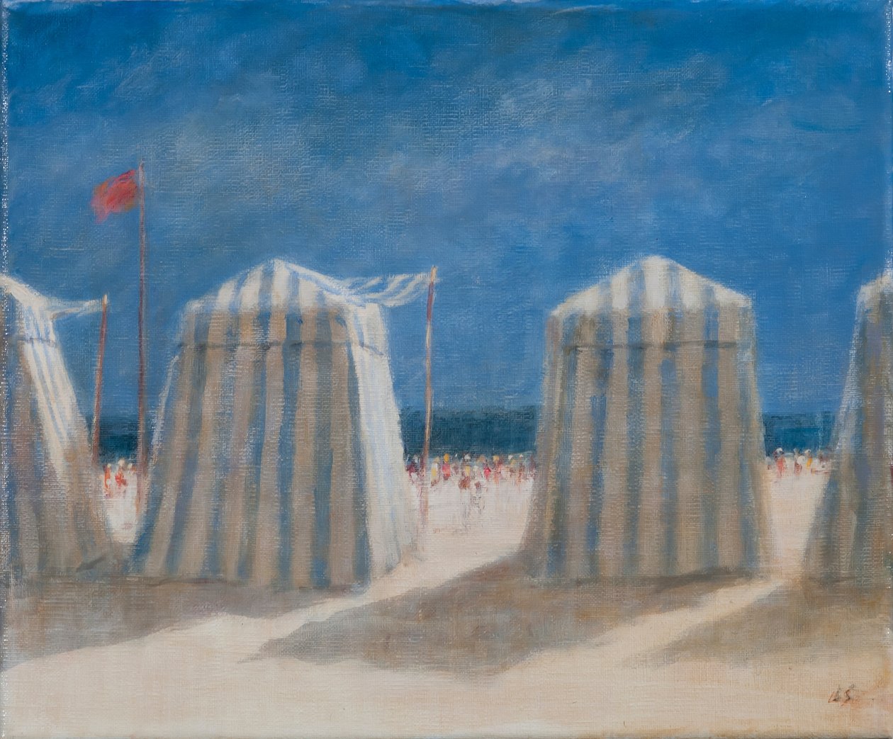 Namioty plażowe, Bretania, 2012 (akryl na płótnie) autorstwa Lincoln Seligman
