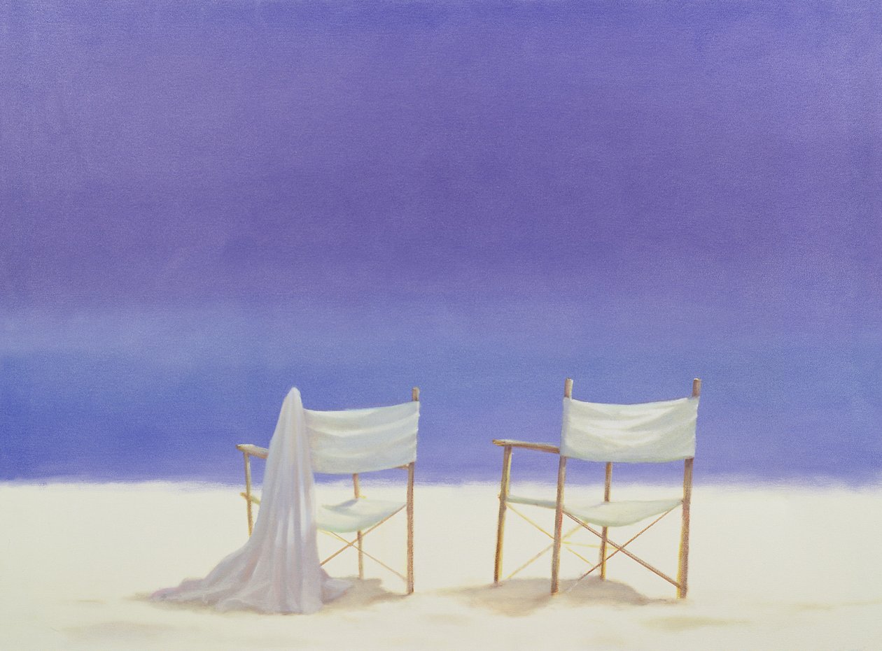 Krzesła na plaży, 1995 (akryl na płótnie) autorstwa Lincoln Seligman