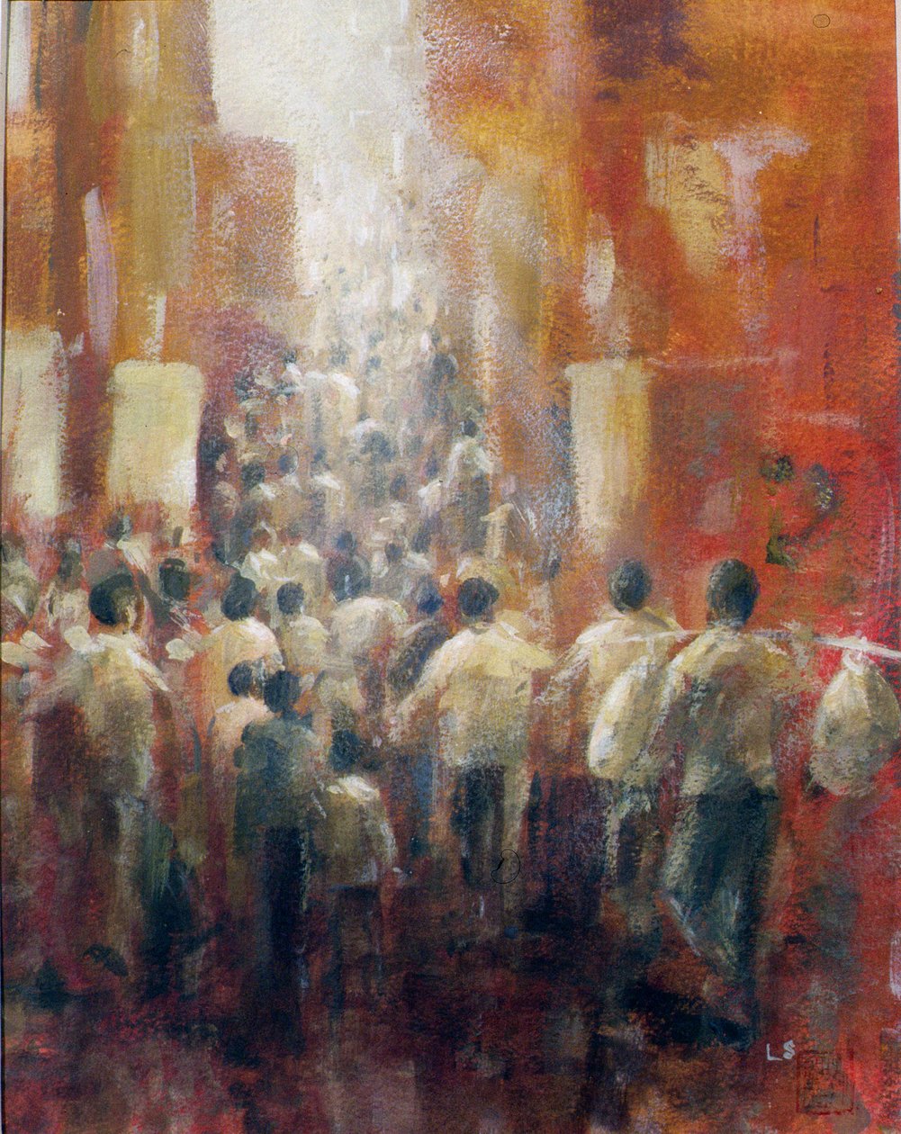 Chińska Ulica, 1992 (akryl na papierze) autorstwa Lincoln Seligman