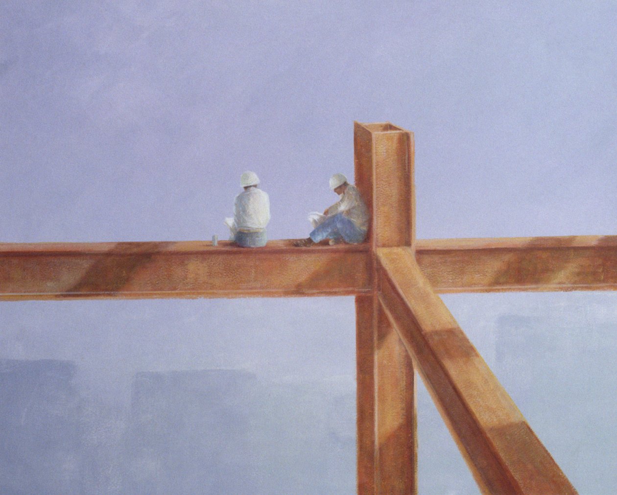 Przerwa na lunch, 1985 (akryl na pokładzie) autorstwa Lincoln Seligman