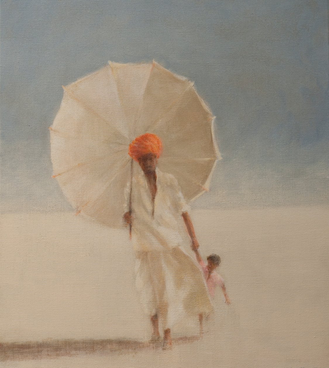 Mężczyzna i dziecko I, 2010 (akryl na płótnie) autorstwa Lincoln Seligman