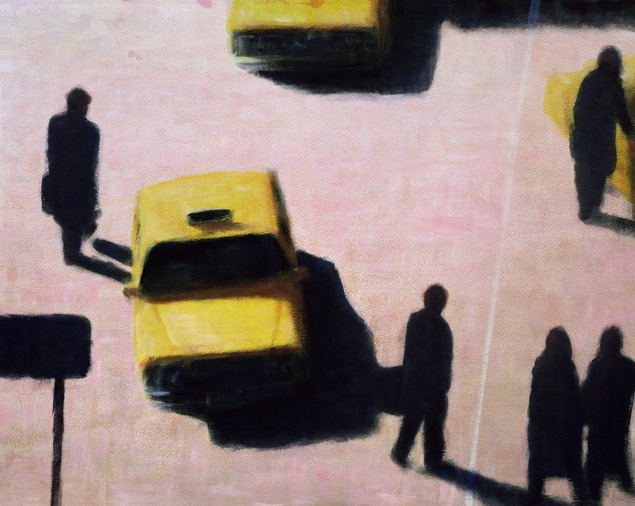 New York Taxis, 1990 (akryl na płótnie) autorstwa Lincoln Seligman