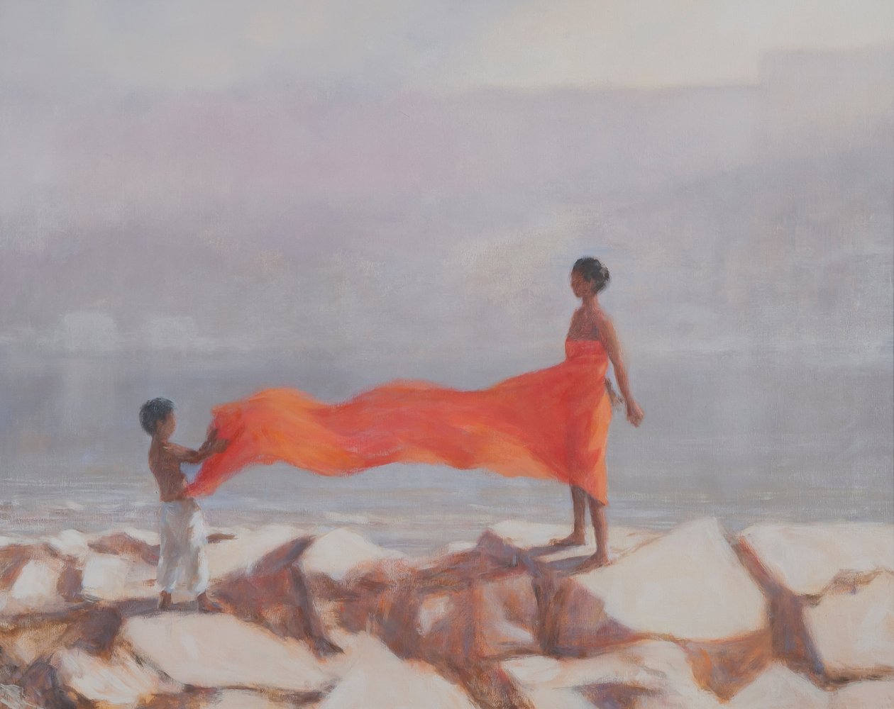 Wiązanie sari, Indie, 2012 (akryl na płótnie) autorstwa Lincoln Seligman