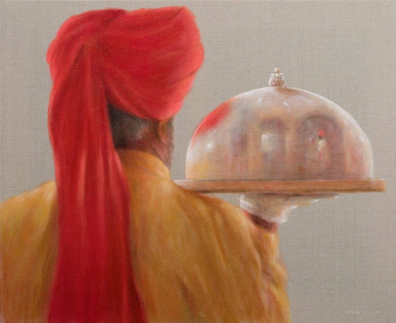Kelner, Pałac Rambagh, 2010 (akryl na płótnie) autorstwa Lincoln Seligman