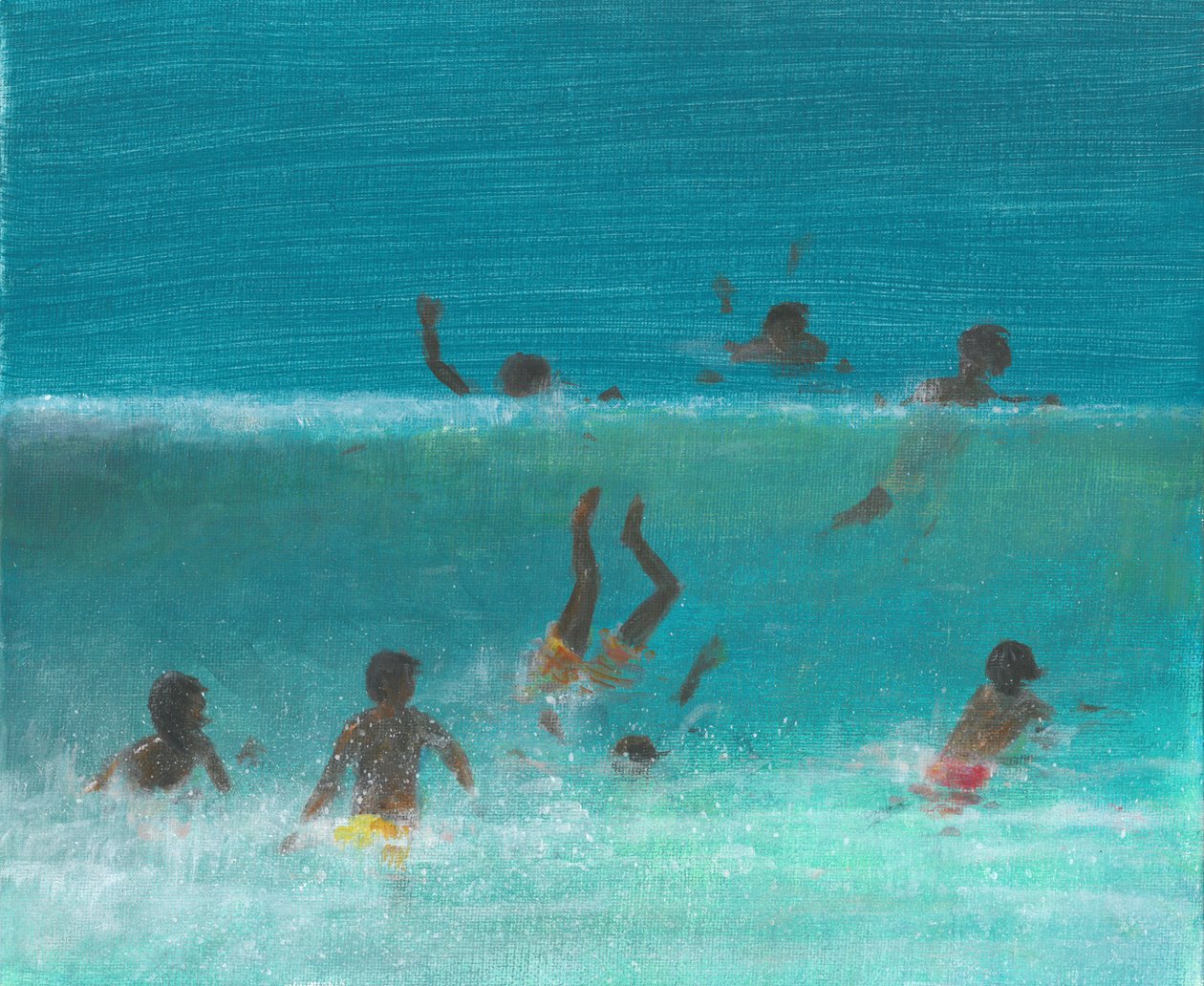 Children in the Surf, 2015 (akryl na płótnie) autorstwa Lincoln Seligman