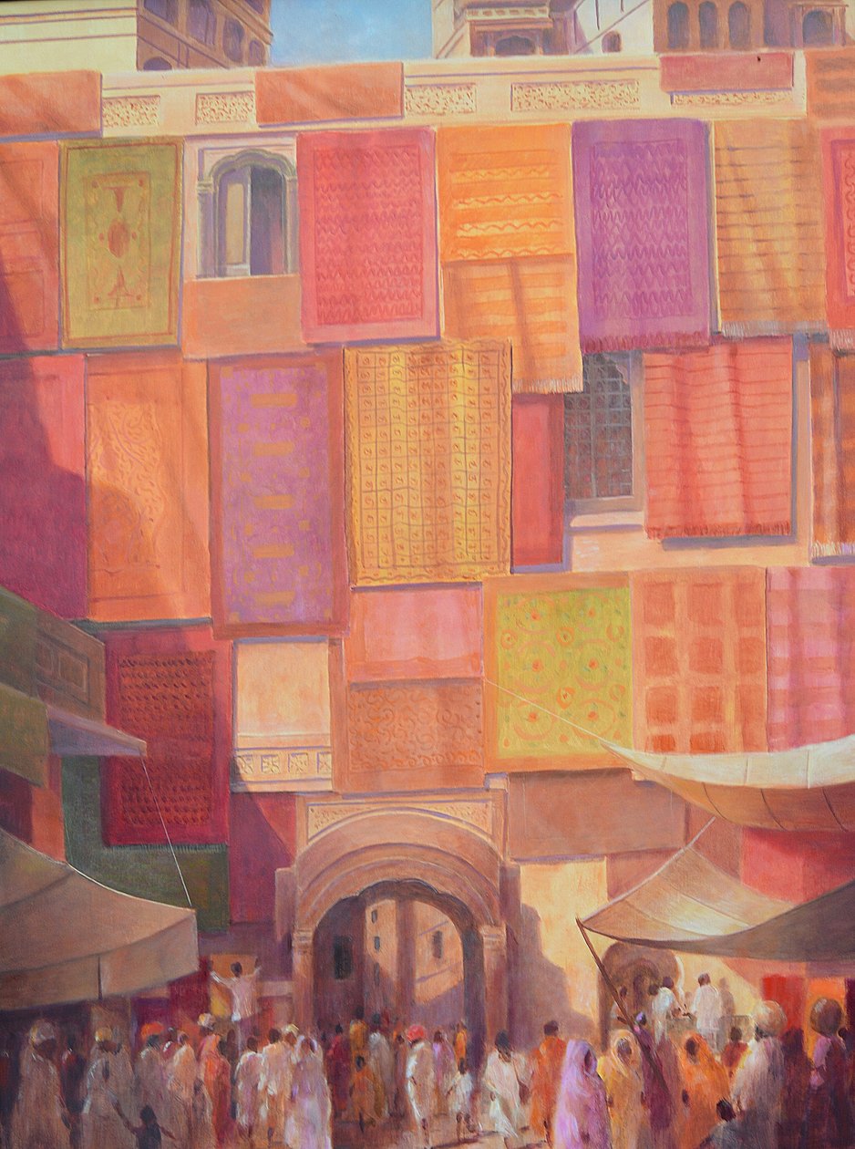 Mur miejski z dywanami, Jaisalmer autorstwa Lincoln Seligman