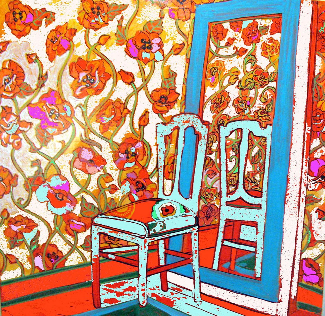 Krzesło i lustro, 2014 (mixed media) autorstwa linda arthurs