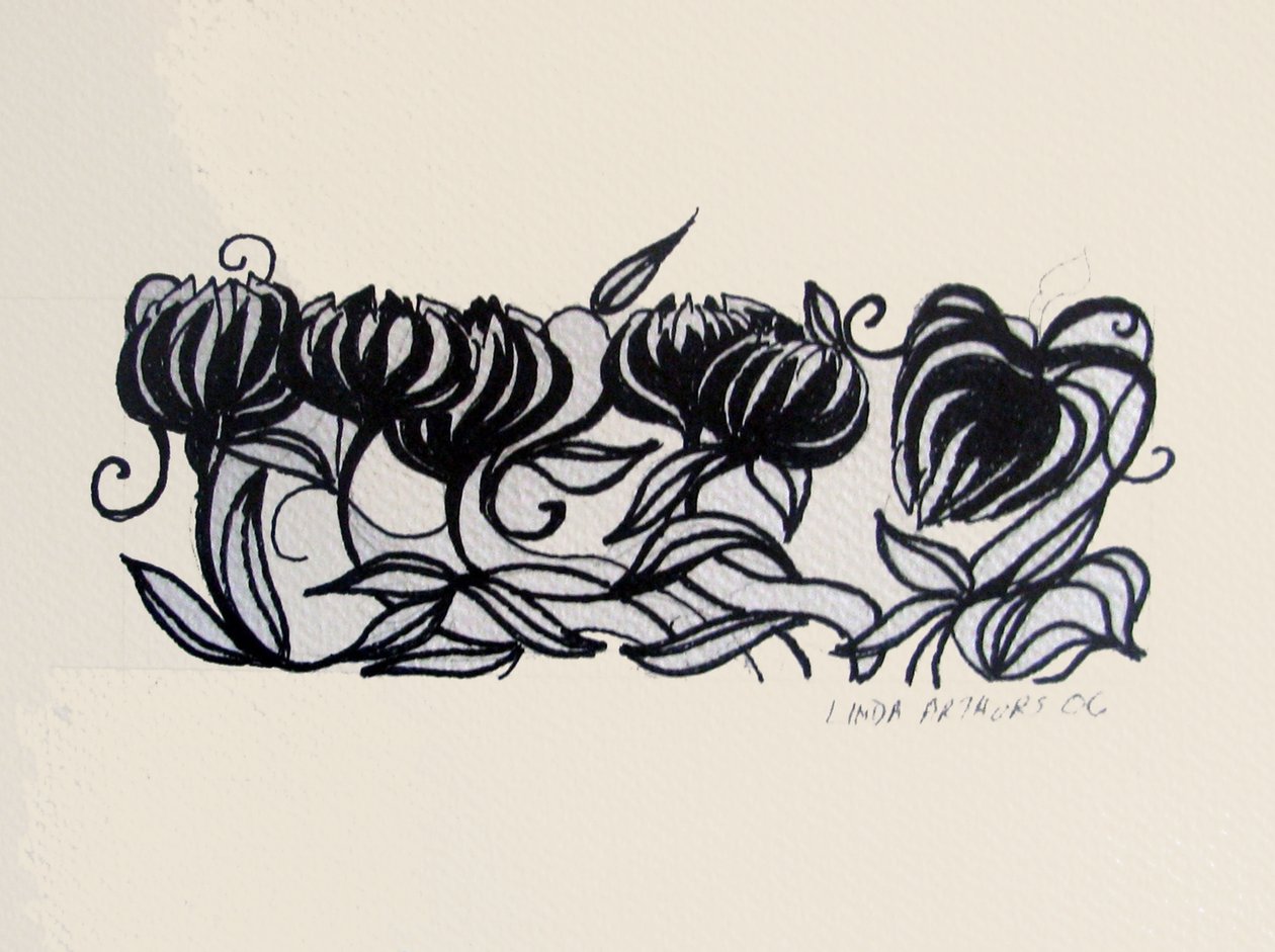 Krokus, 2014 (pióro i tusz) autorstwa linda arthurs