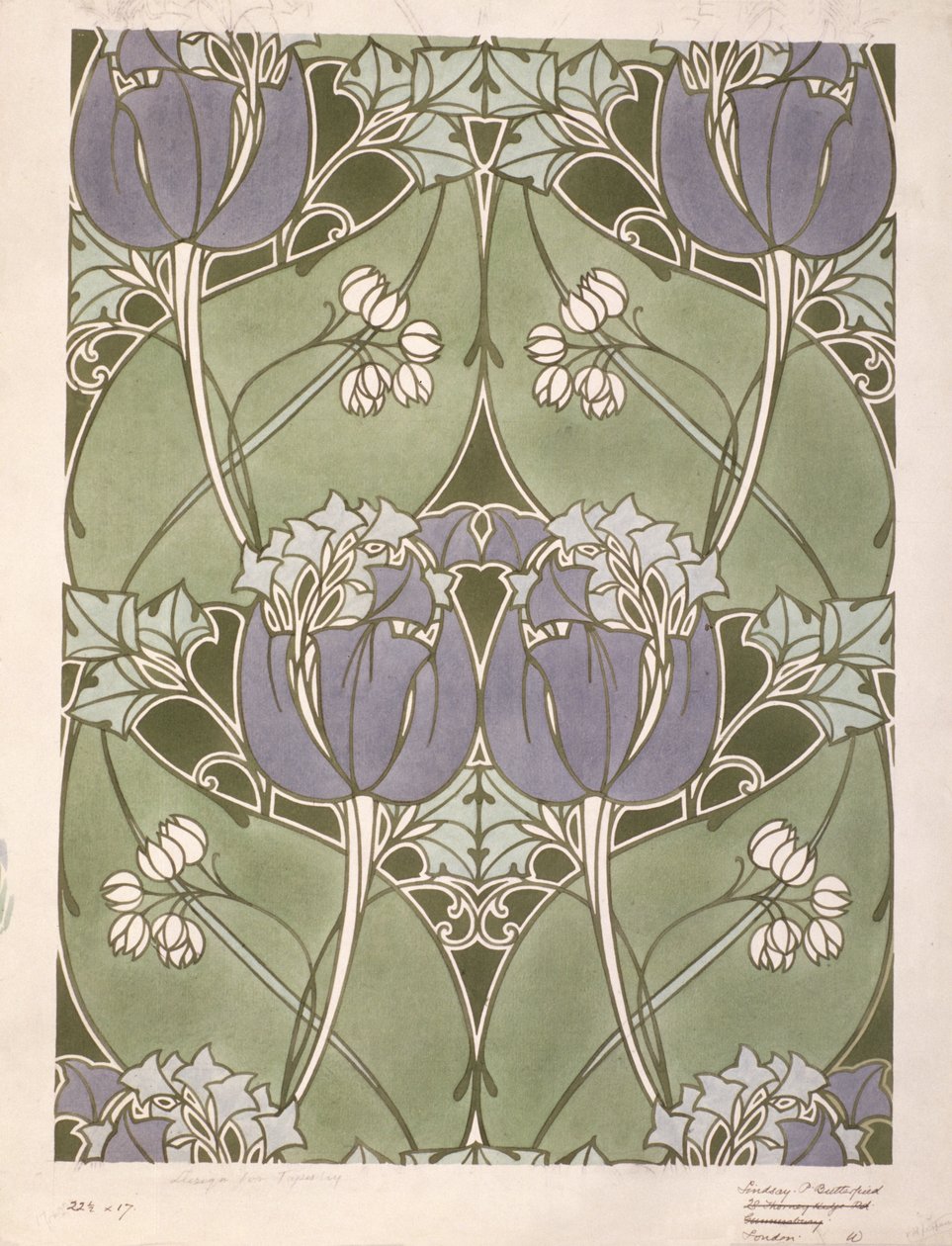 Projekt tkaniny w kwiaty, ok. 1905 (akwarela na papierze) autorstwa Lindsay P. Butterfield