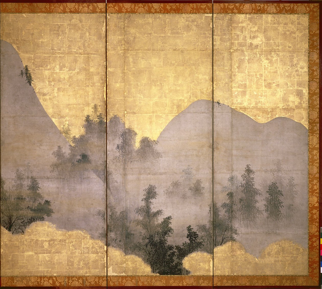 Summer Landscape (pióro i atrament, kolor, złoty papier na panelu) (patrz 216560) autorstwa Linkoku
