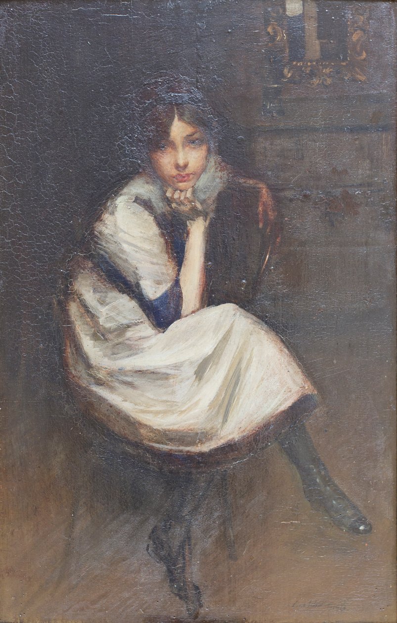 Portret młodej dziewczyny siedzącej autorstwa Lino Selvatico