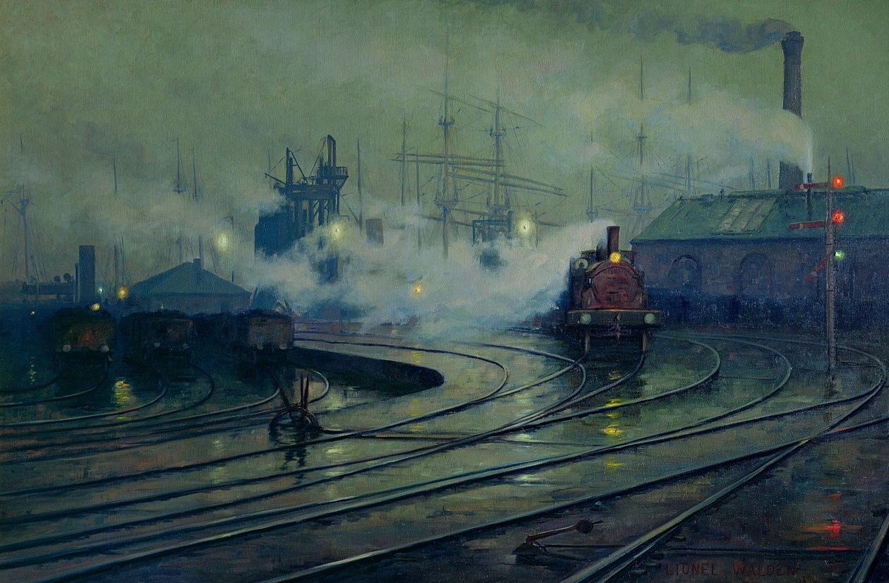 Doki w Cardiff, 1896 r autorstwa Lionel Walden
