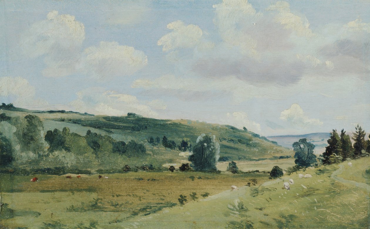 Krajobraz, ok. 1849-55 (olej na desce) autorstwa Lionel Constable