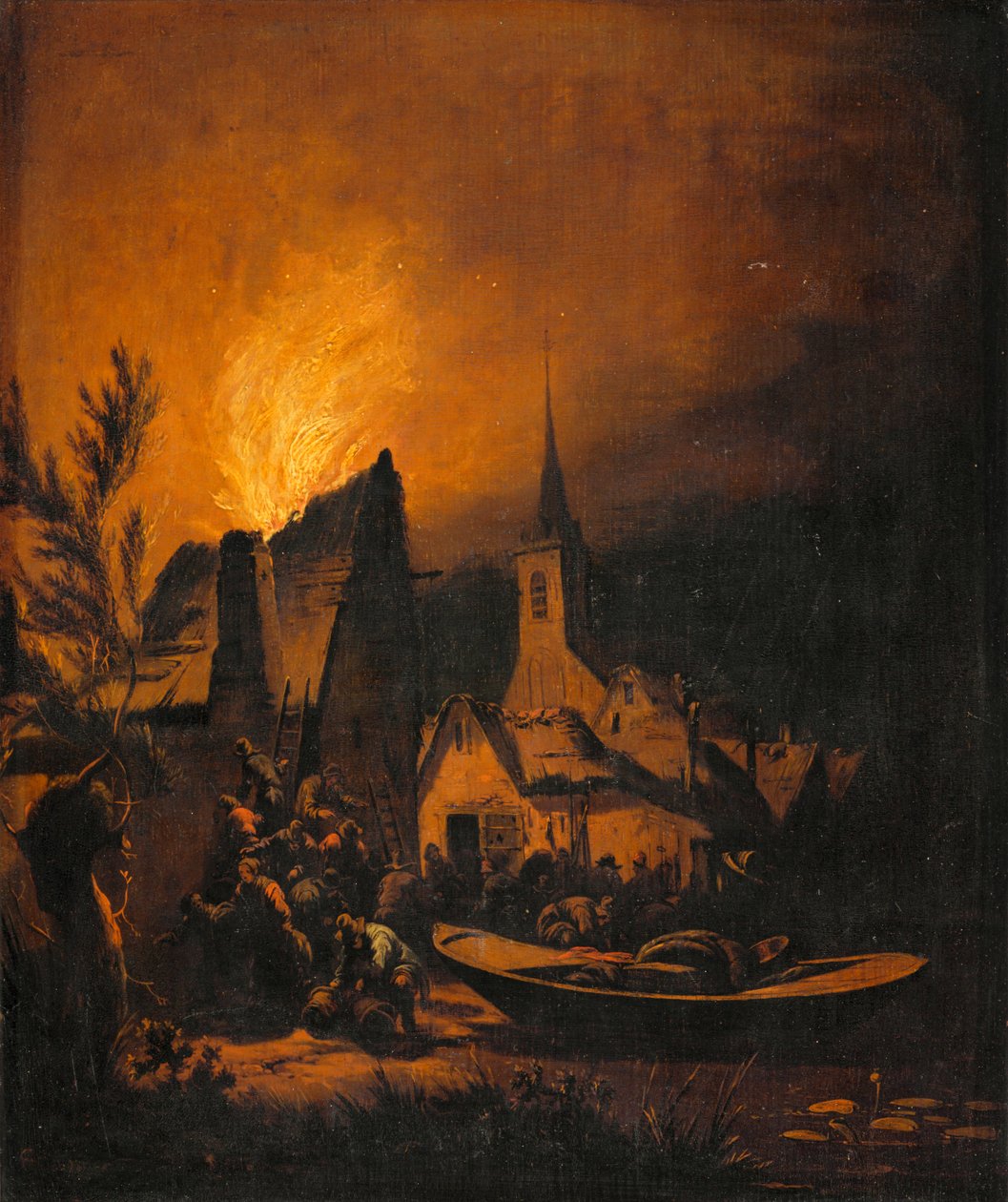 Pożar w wiosce ... autorstwa Lionel Hamilton Renwick