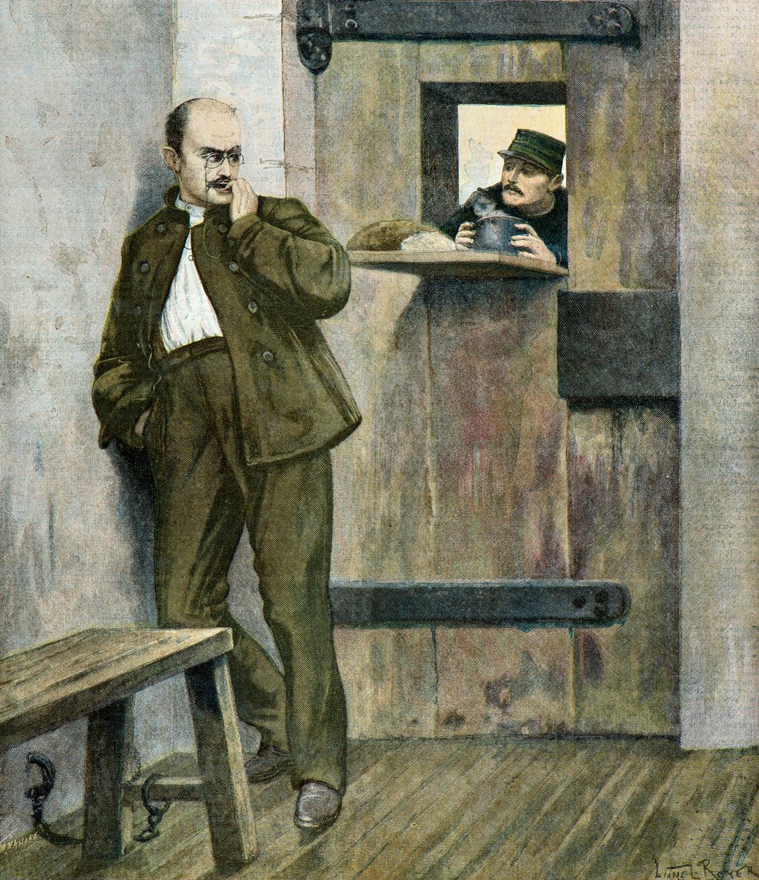 Kapitan Alfred Dreyfus w więzieniu de la sante autorstwa Lionel Noel Royer