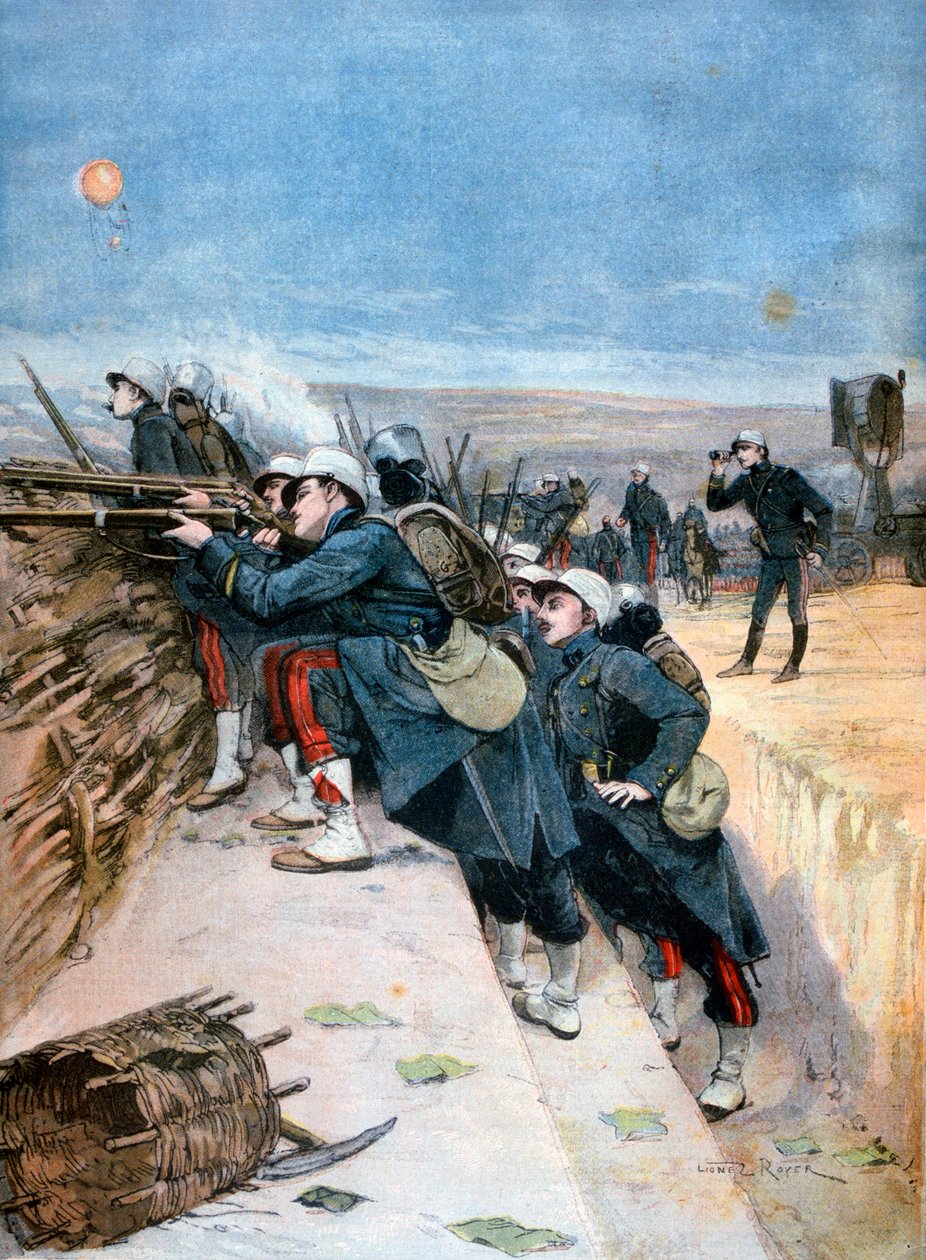 Żołnierze francuscy na manewrach w okopach, 1894 autorstwa Lionel Noel Royer