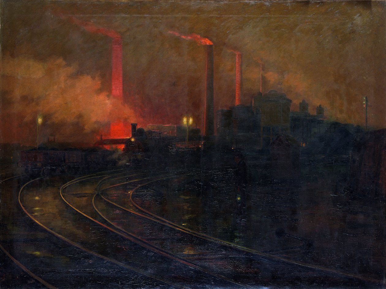 „Huta Dowlais, Cardiff nocą”, 1893-1897 autorstwa Lionel Walden