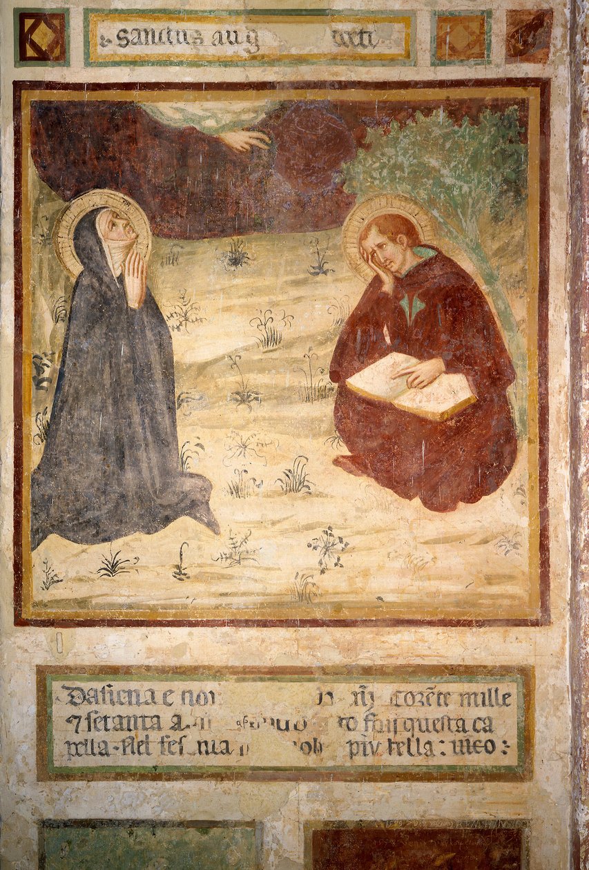 Św. Augustyn z Hippony (354-430) i św. Monique, Pustelnia San Leonardo al Lago, Monteriggioni autorstwa Lippo Vanni