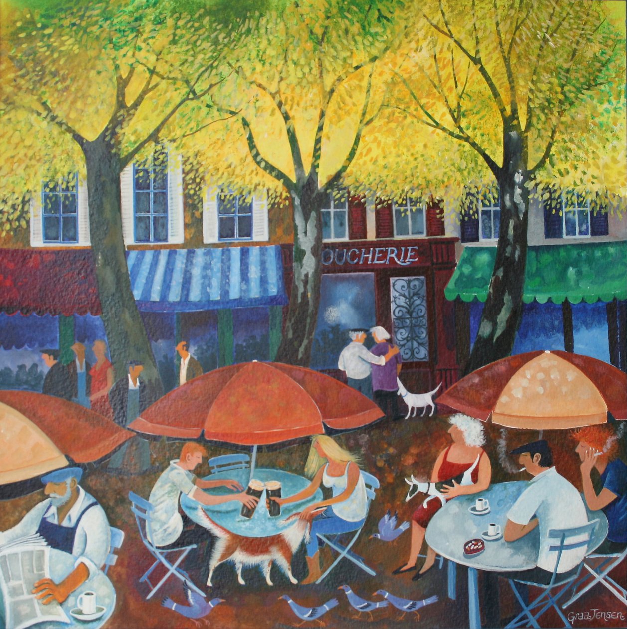 Kultura kawiarni, 2015, (farby akrylowe na papierze) autorstwa Lisa Graa Jensen