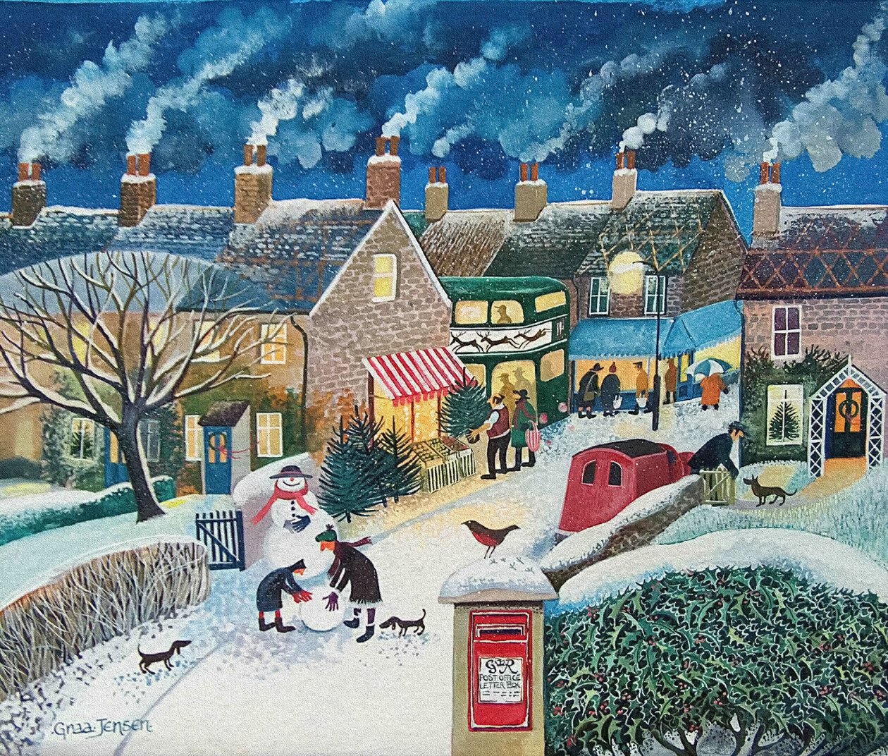 Christmas Post (tusz akrylowy) autorstwa Lisa Graa Jensen