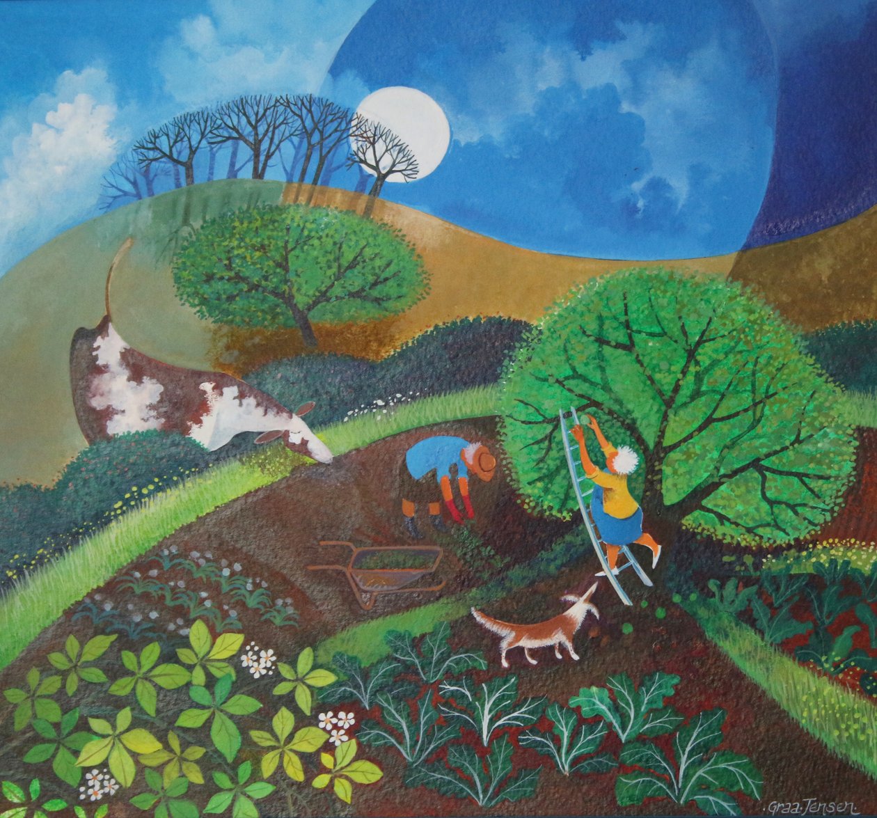 Companion Gardeners, 2015, (farby akrylowe na papierze) autorstwa Lisa Graa Jensen