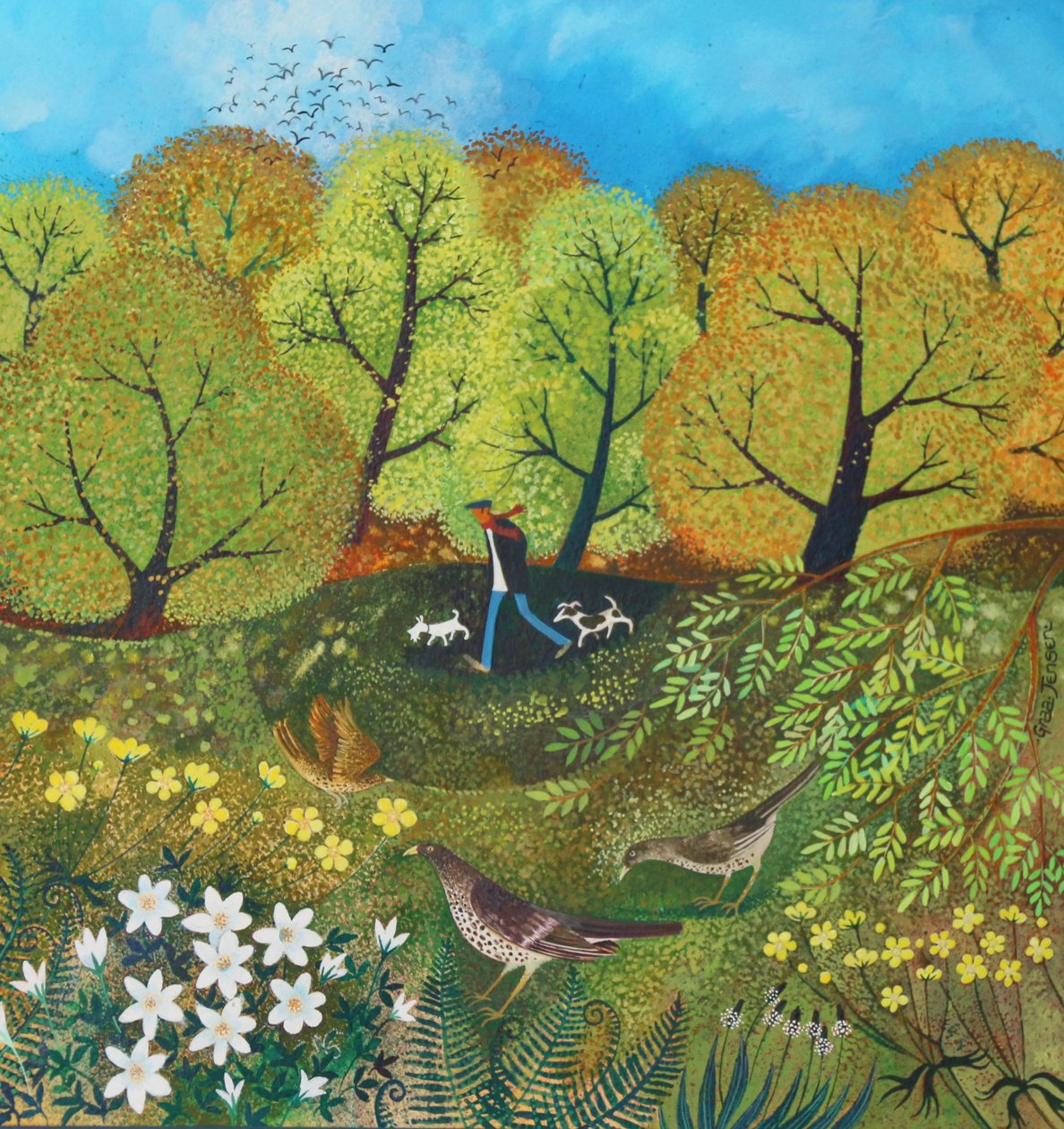 Dog Walker, 2016, (farby akrylowe na papierze) autorstwa Lisa Graa Jensen
