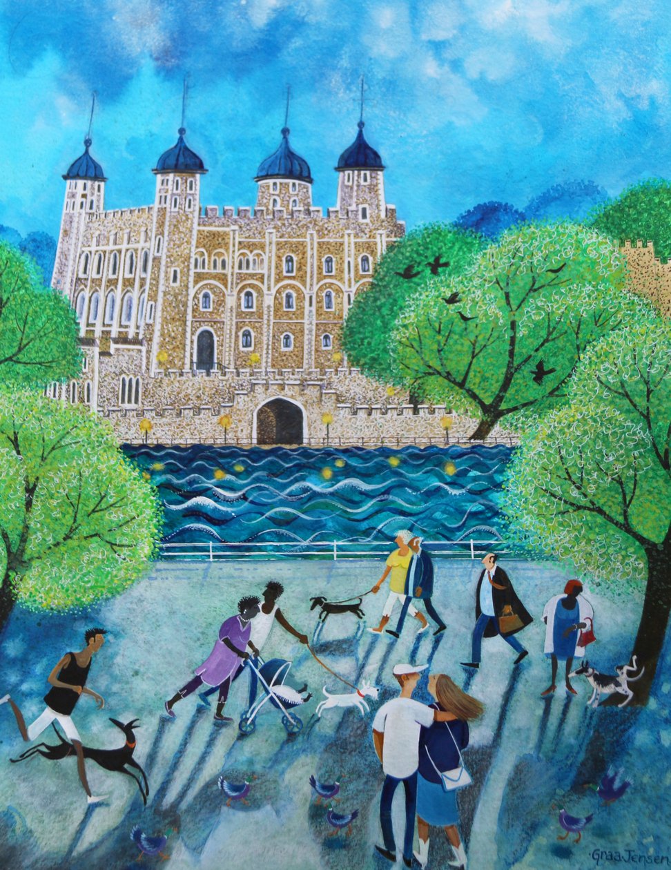Tower of London 2018 (akryl na papierze) autorstwa Lisa Graa Jensen