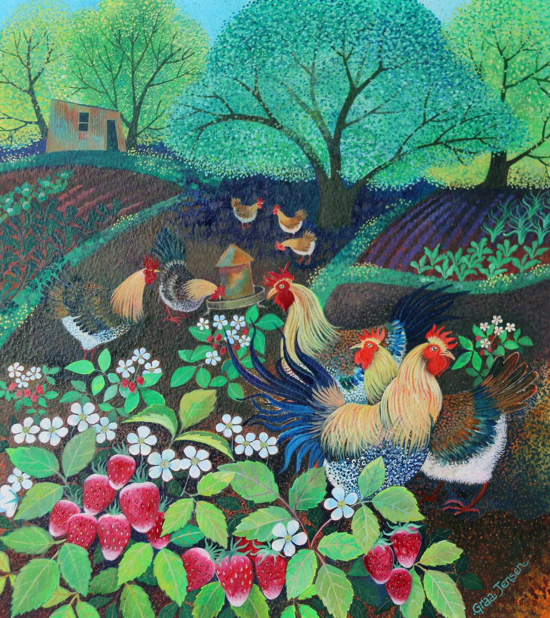 Wieczór panieński, 2016, (farby akrylowe na papierze) autorstwa Lisa Graa Jensen