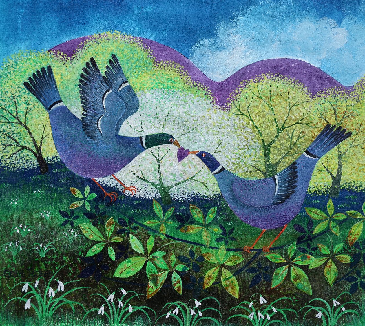 Love Birds, 2020, (akryl na papierze) autorstwa Lisa Graa Jensen