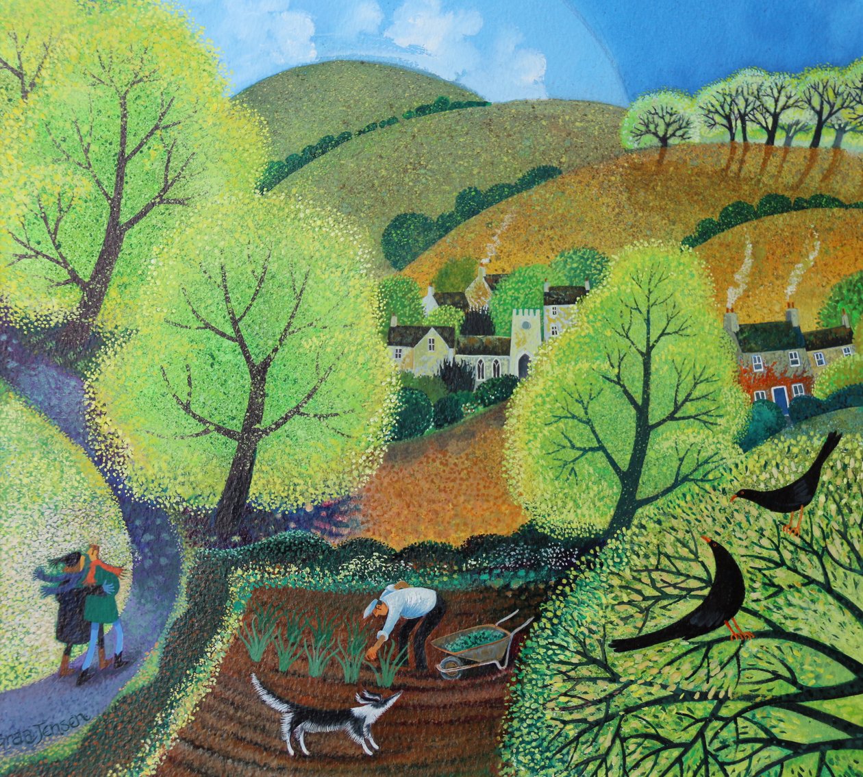 Na spacer, 2016, (farby akrylowe na papierze) autorstwa Lisa Graa Jensen