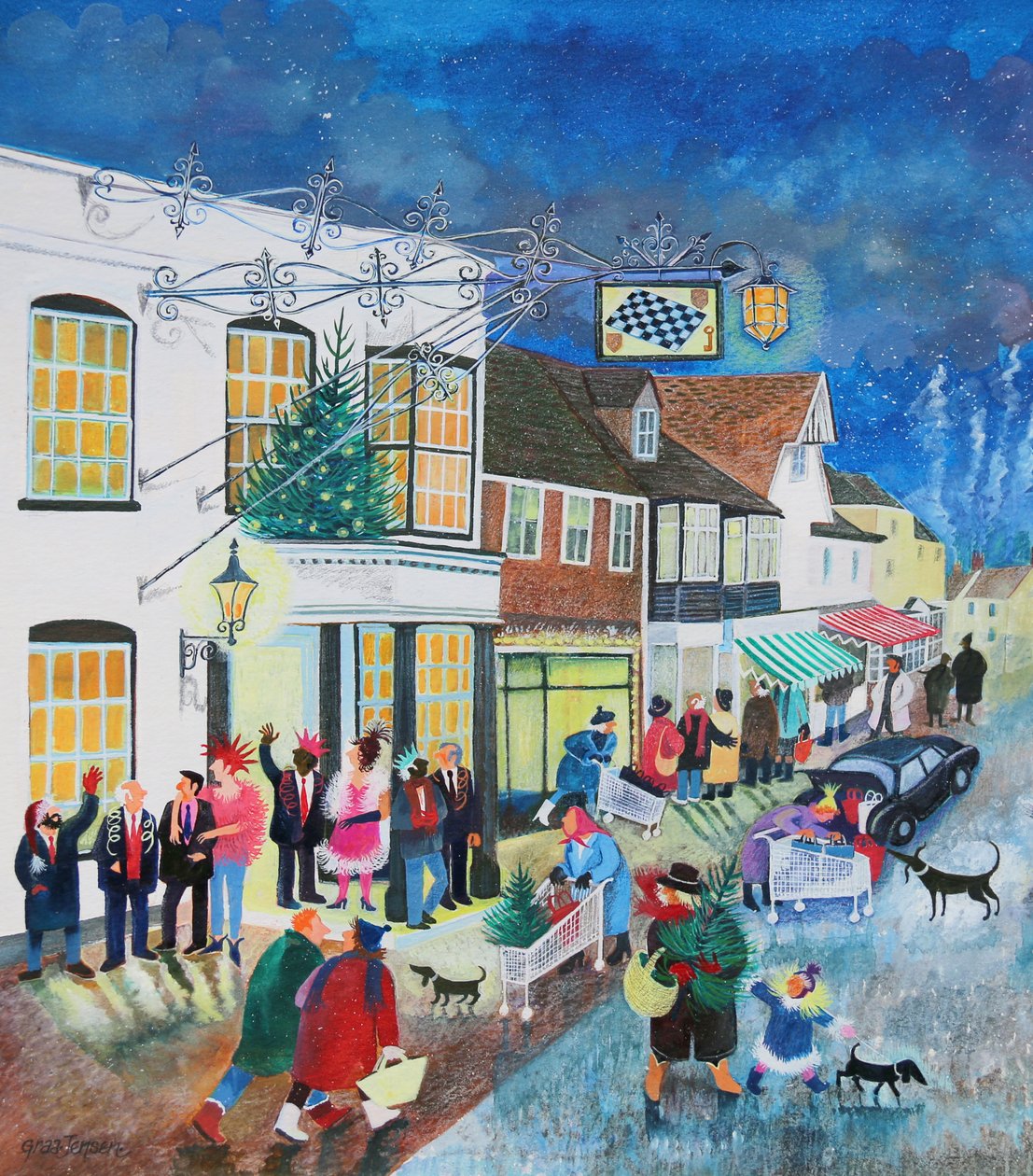 The Checkers Inn, 1998, (media mieszane na papierze) autorstwa Lisa Graa Jensen