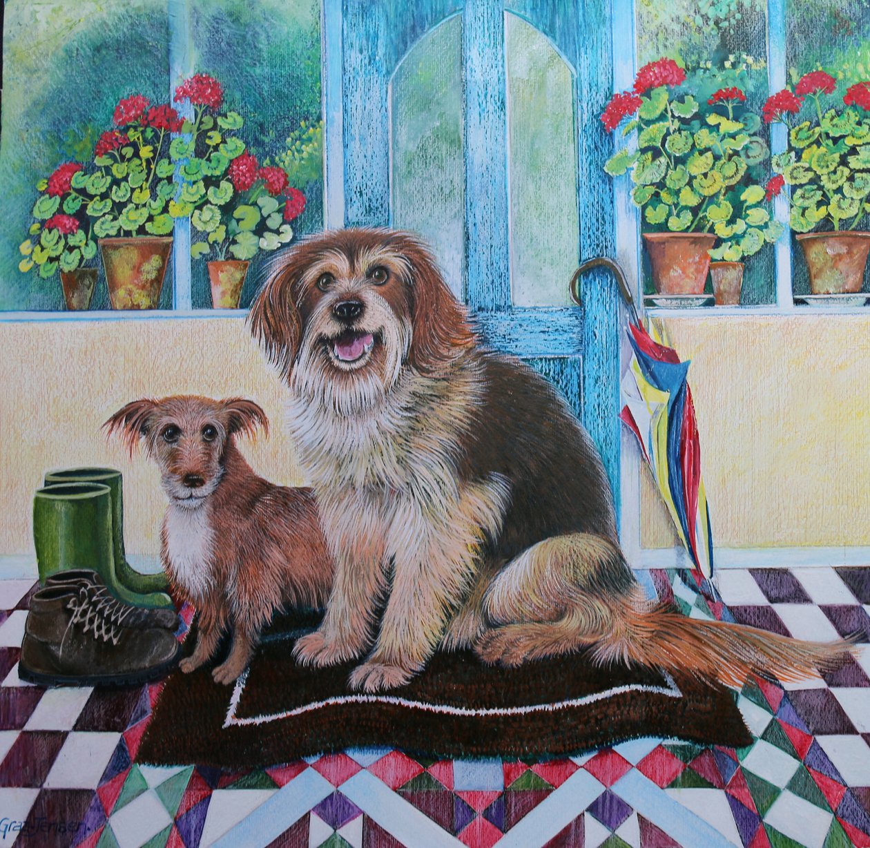 Czas na Walkie, 2021, (akryl na papierze) autorstwa Lisa Graa Jensen