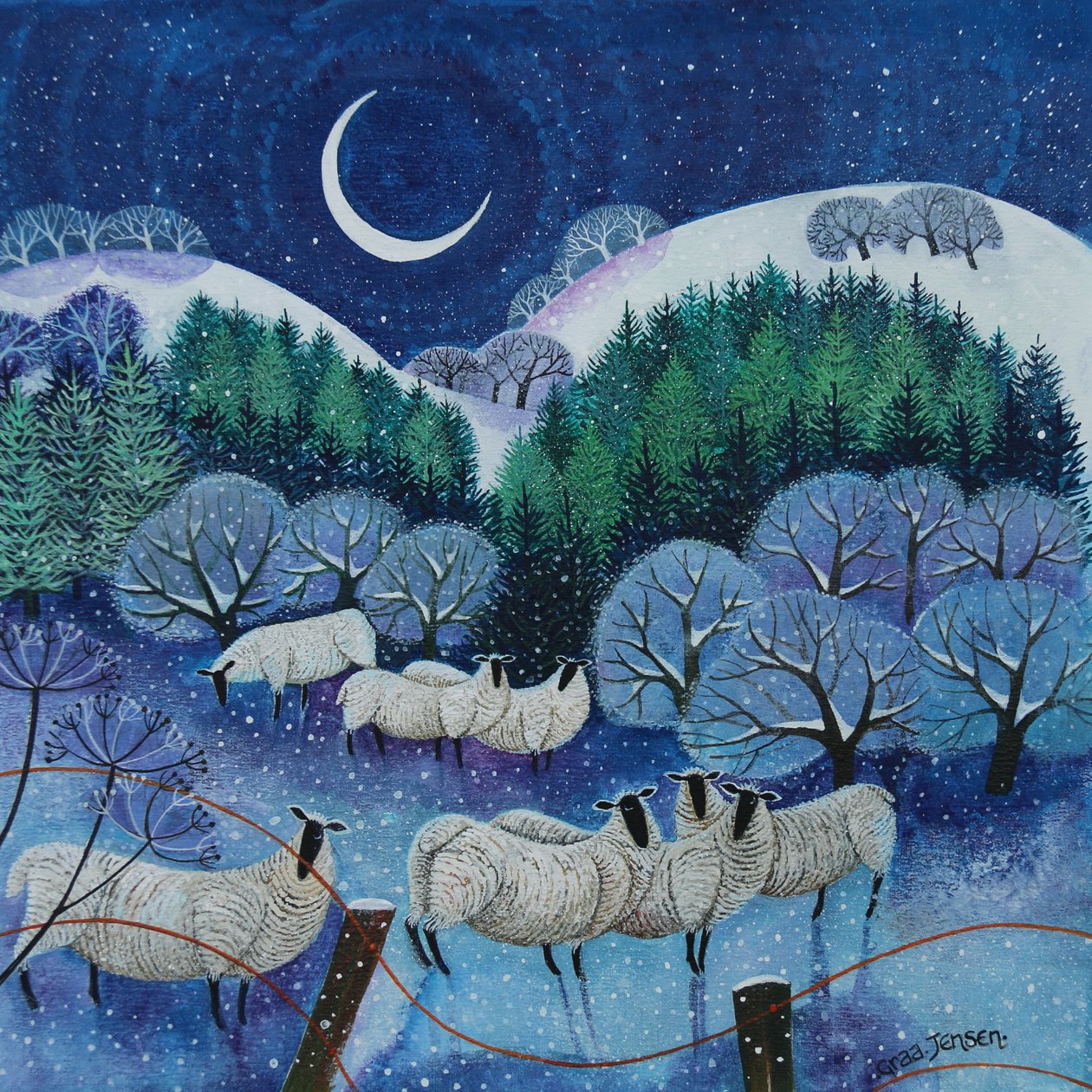Winter Downland Sheep, 2024 (akryl na płótnie) autorstwa Lisa Graa Jensen