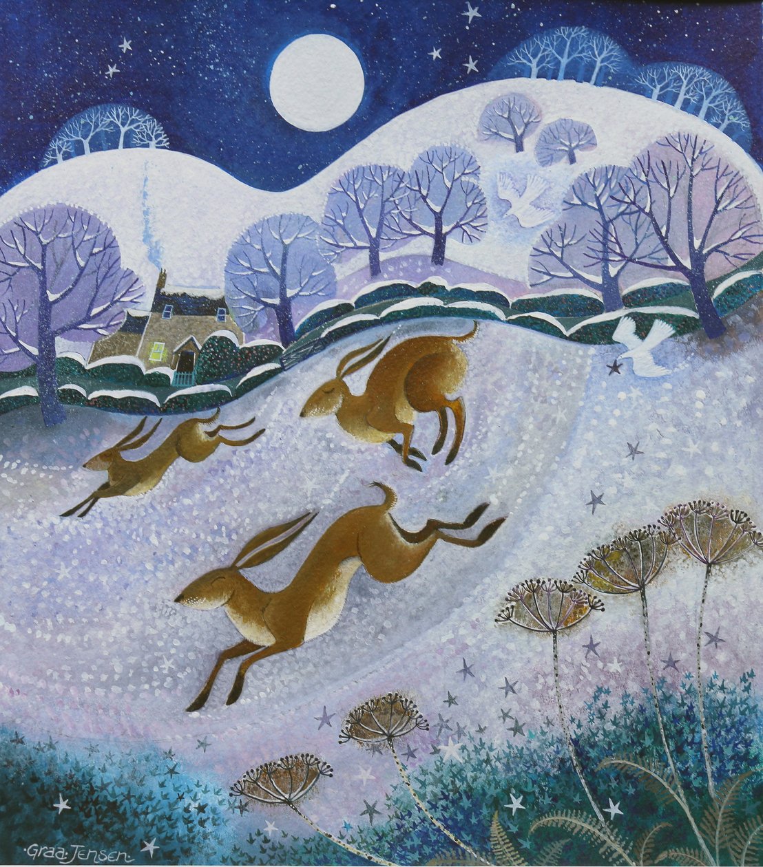 zające śnieżne, 2019 autorstwa Lisa Graa Jensen