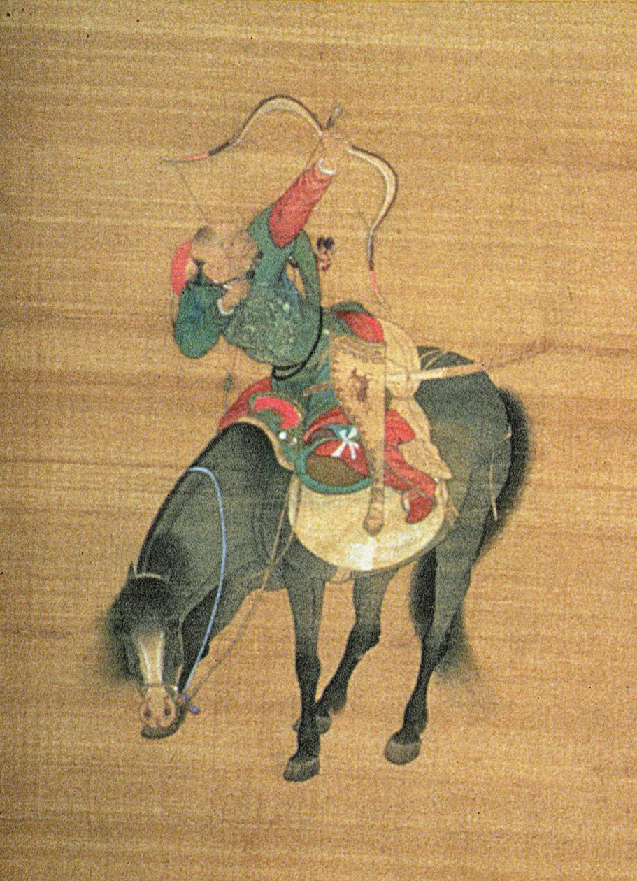 Хубилай хаан (1214-94) Ан агнуур (дэлгэрэнгүй), Юань гүрэн (торгон дээрх бэх, өнгө) (150417-г үзнэ үү)поли autorstwa Liu Kuan tao