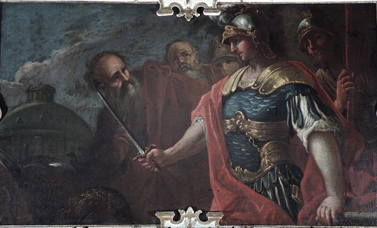 Aleksander Wielki przecinający węzeł gordyjski, 1736-1737 autorstwa Livio Retti