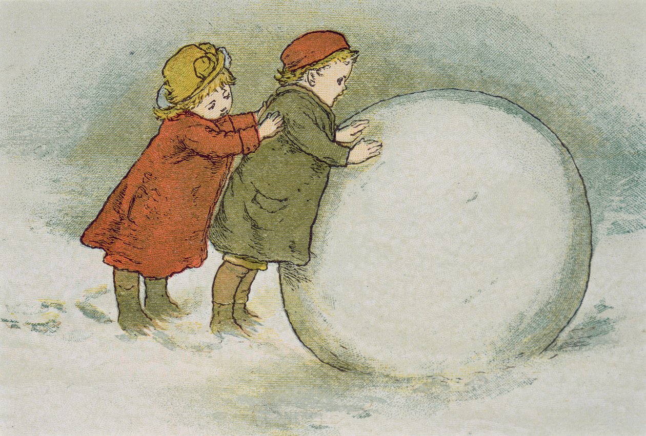Dzieci toczące śnieżki autorstwa Lizzie Mack
