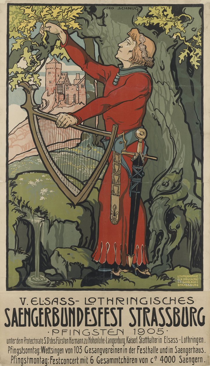 Festiwal piosenkarzy Saengerbundesfest Strasburg, 1905. autorstwa Léo Schnug
