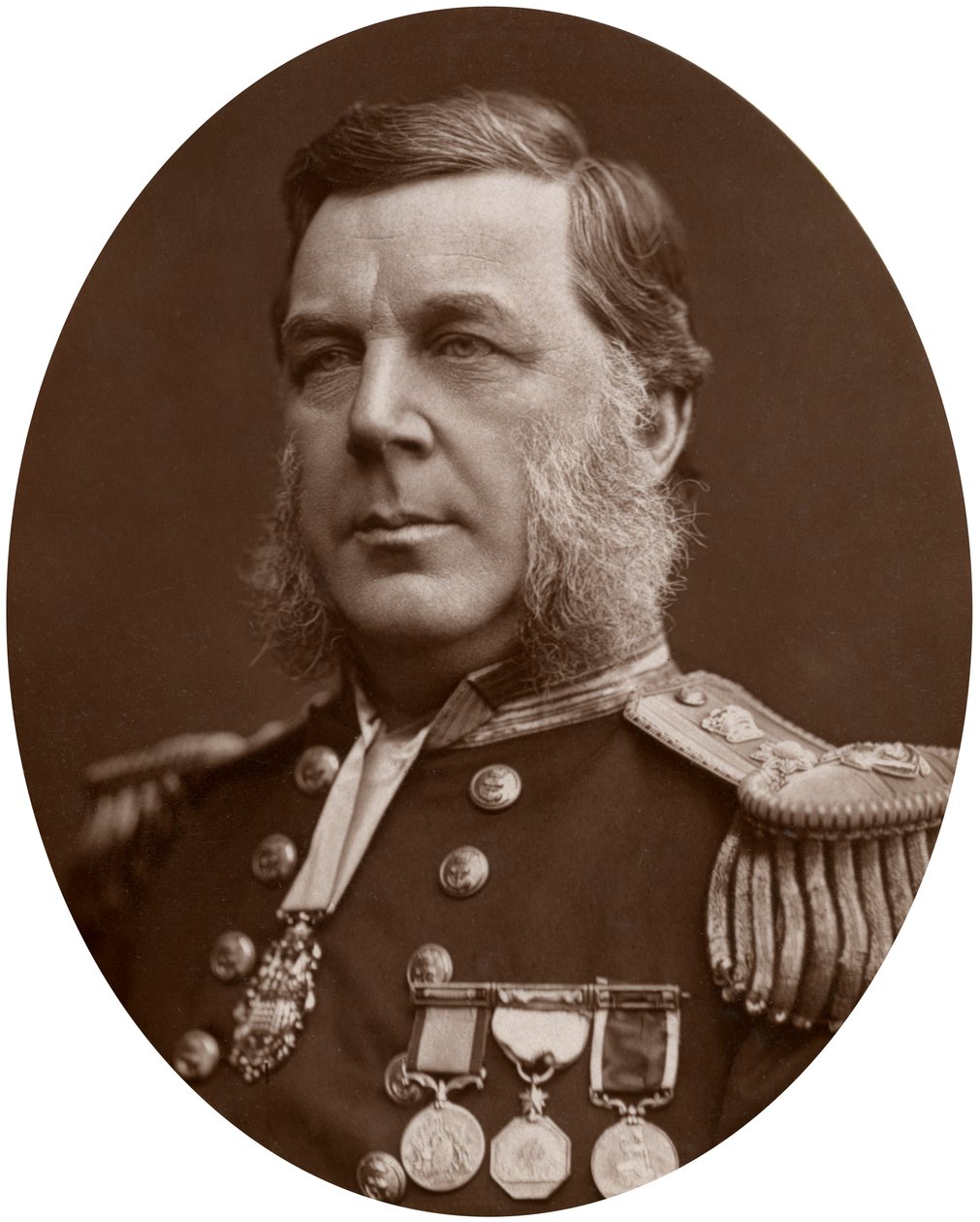 Kapitan Bedford Clapperton Trevelyan Pim, brytyjski oficer marynarki, 1883. autorstwa Lock and Whitfield