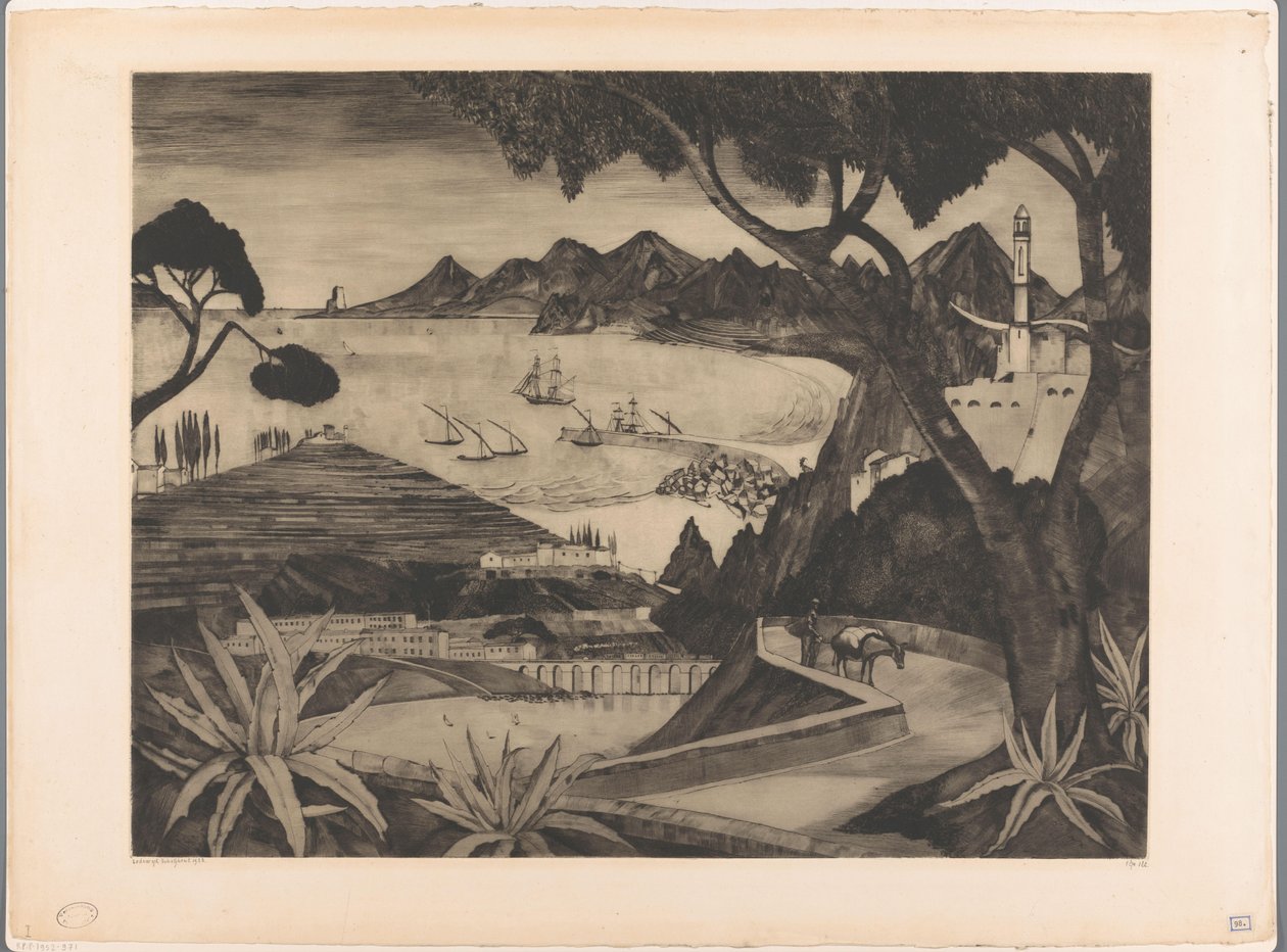 Górski krajobraz z zatoką na Korsyce La Corse (tytuł oryginalny) autorstwa Lodewijk Schelfhout (signed by artist)