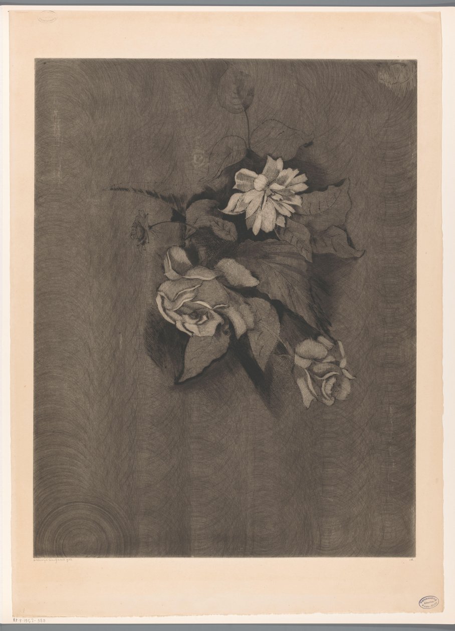 Kompozycja kwiatowa z różami Les Roses (tytuł oryginalny) autorstwa Lodewijk Schelfhout (signed by artist)