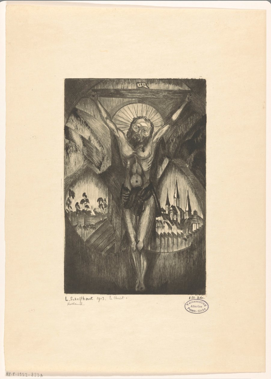 Chrystus na krzyżu Le Christ I (oryginalny tytuł na obiekcie) autorstwa Lodewijk Schelfhout (signed by artist)