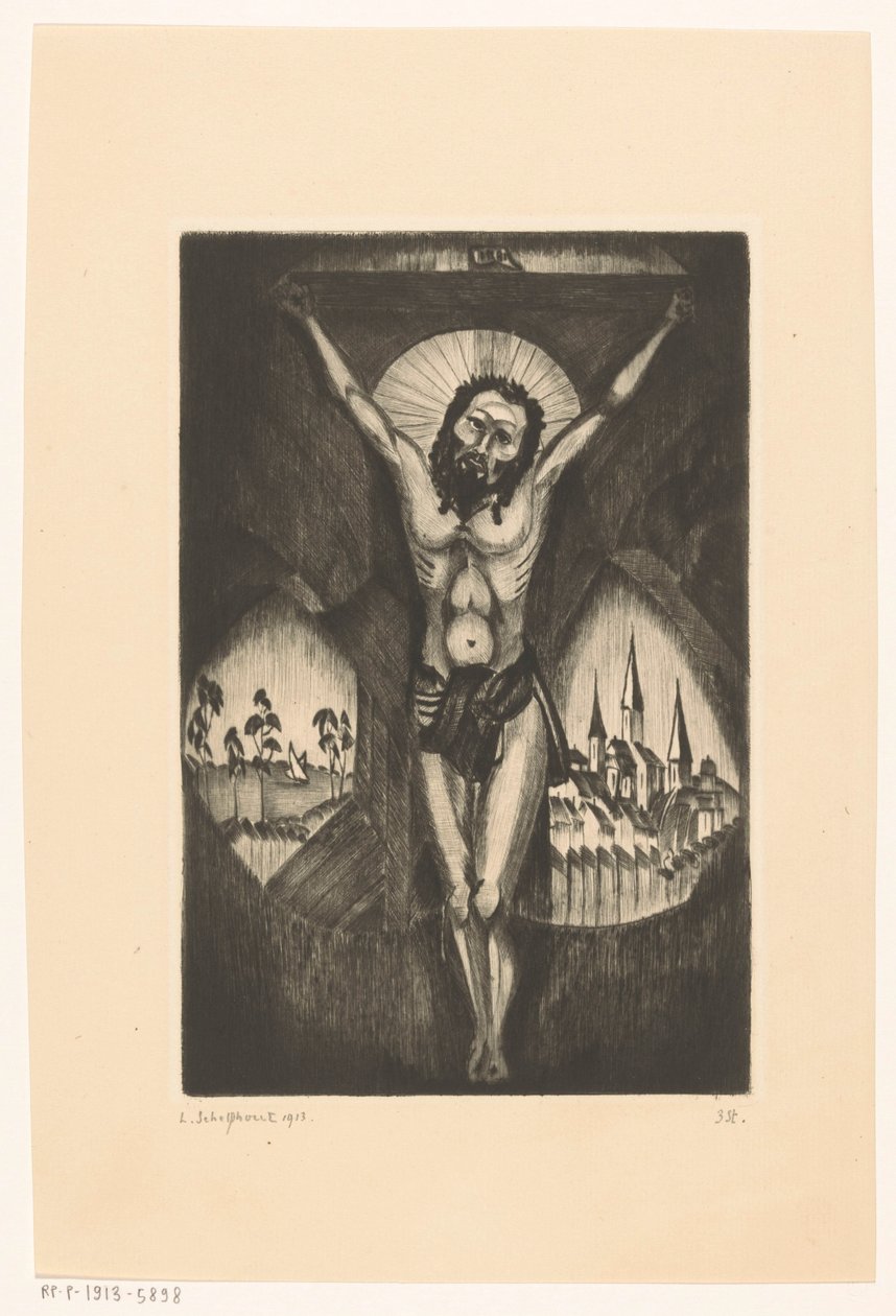 Chrystus na krzyżu Le Christ I (oryginalny tytuł na obiekcie) autorstwa Lodewijk Schelfhout (signed by artist)
