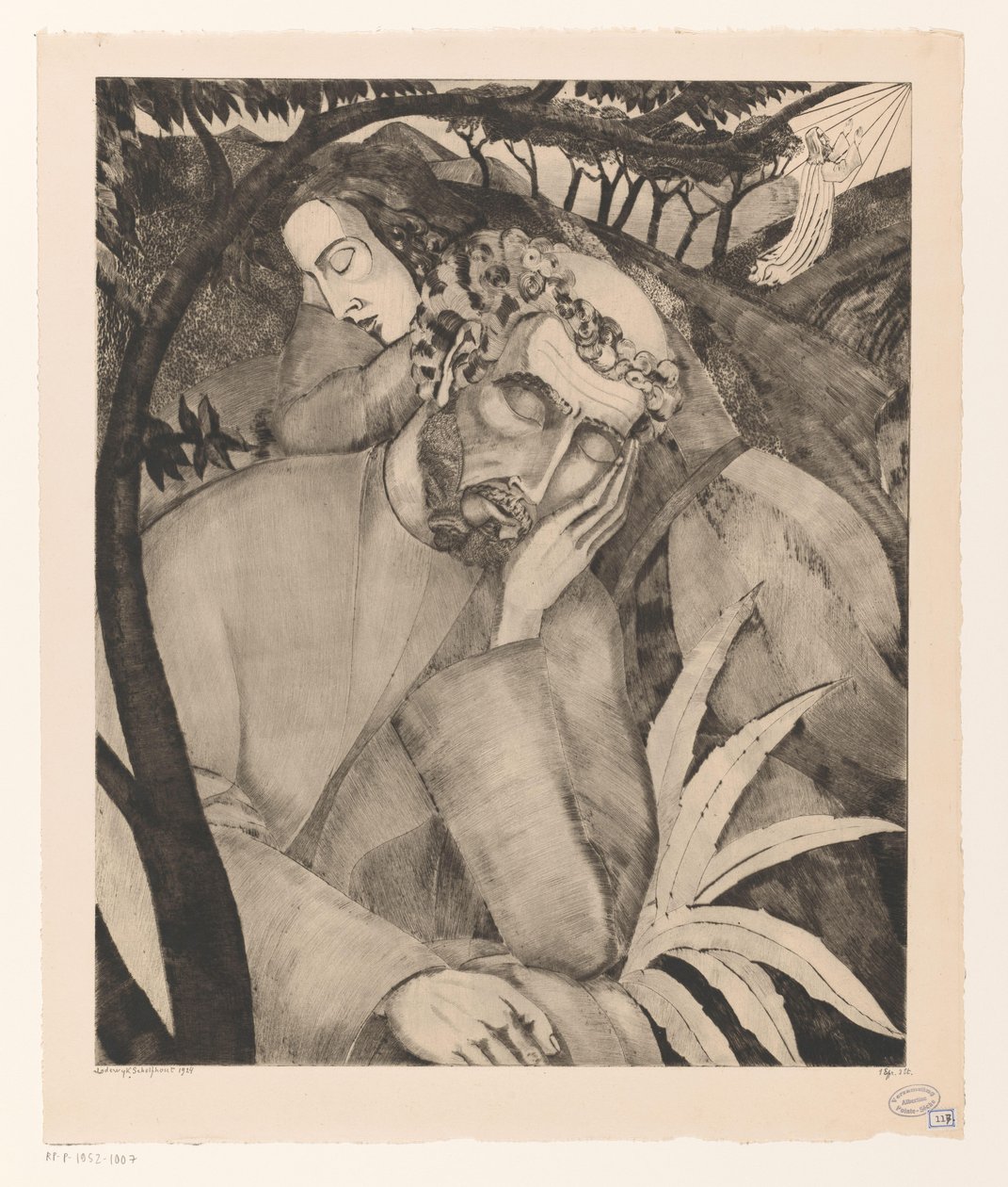 Chrystus na Górze Oliwnej Dans le Jardin des Oliviers (tytuł oryginalny) autorstwa Lodewijk Schelfhout (signed by artist)