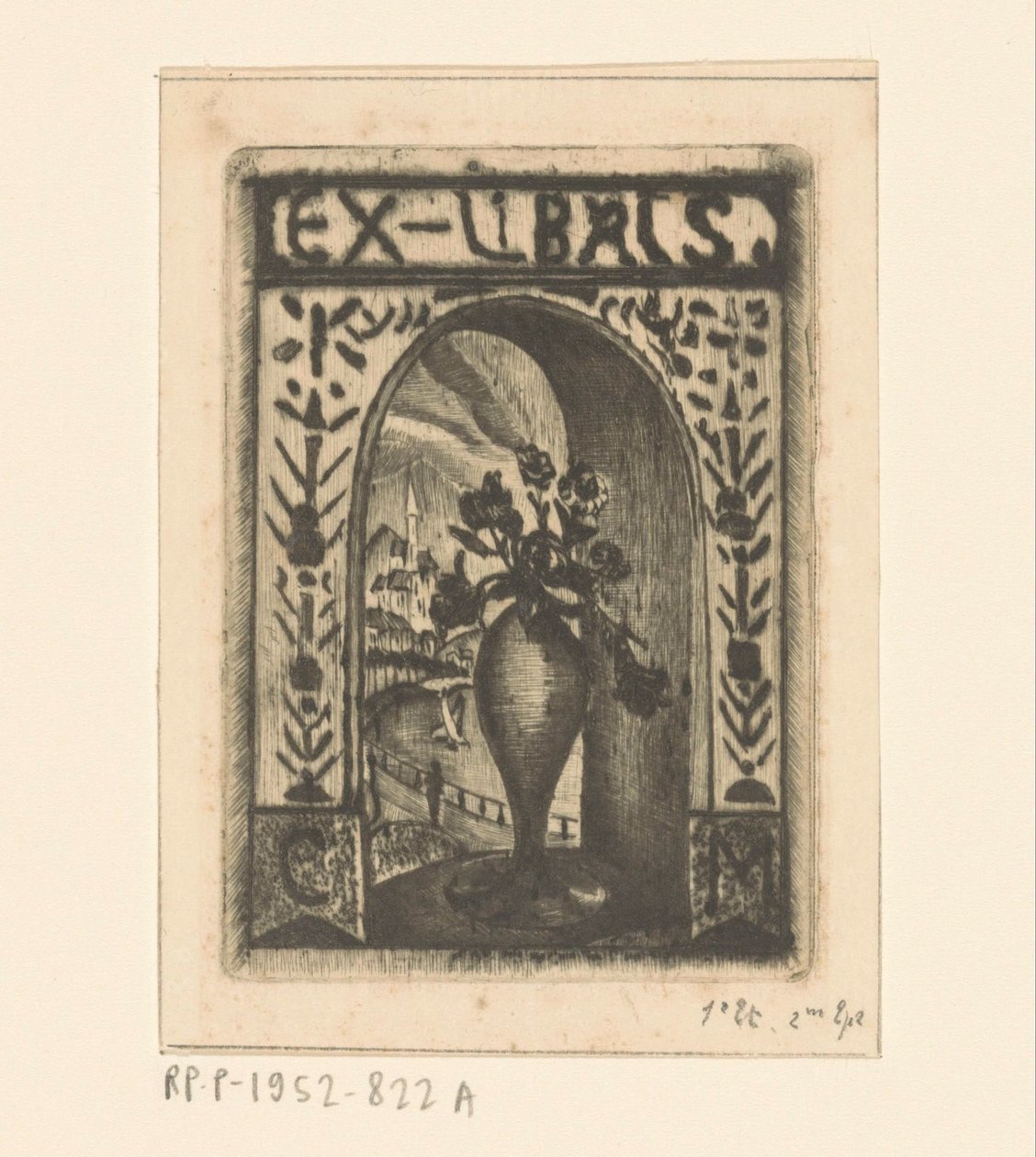 Ekslibris C. van der Meulen autorstwa Lodewijk Schelfhout (signed by artist)