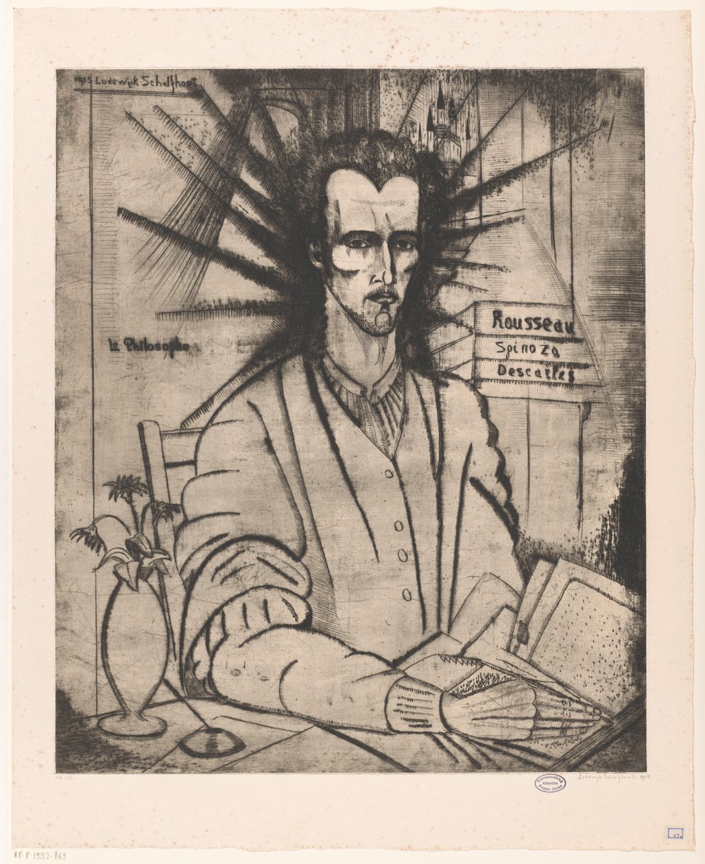 Filosoof Le Philosophe (oryginalny tytuł na obiekcie) autorstwa Lodewijk Schelfhout (signed by artist)